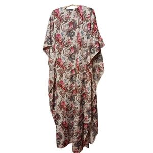 Gorgeous Oversized Mrs Roper Floral Rose Paisley Shabby Kimono Robe Small